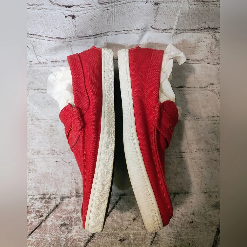 Cole Haan OS Red Canvas Loafer Slip On Mens Boat Shoes 8